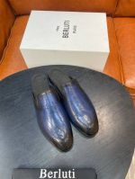 Berluti Black and blue calfskin Leather Shoes-Berluti Man Business Leather Shoes